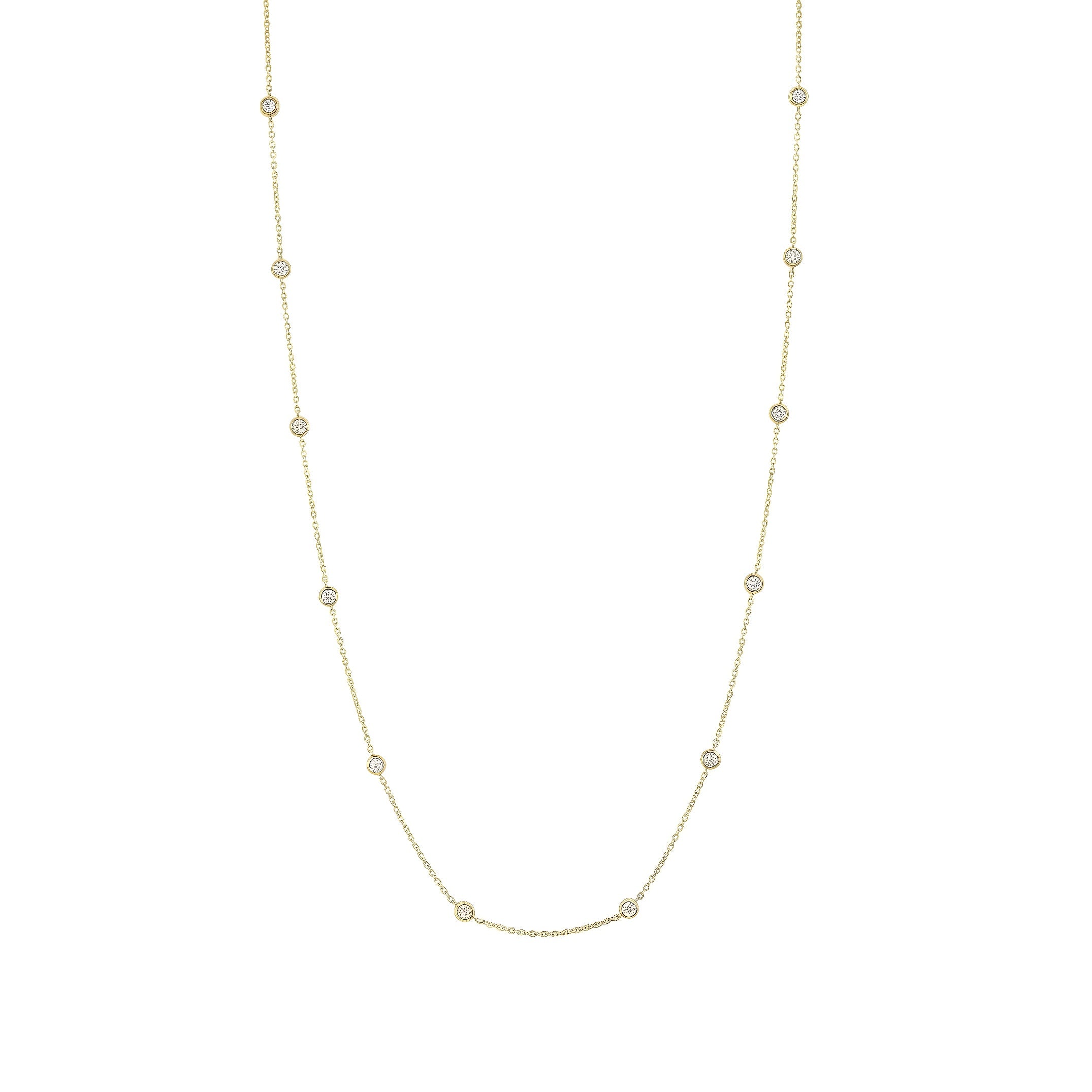 Ripples 18ct Yellow Gold Opera Style Necklace With Brilliant Cut Diamo ...