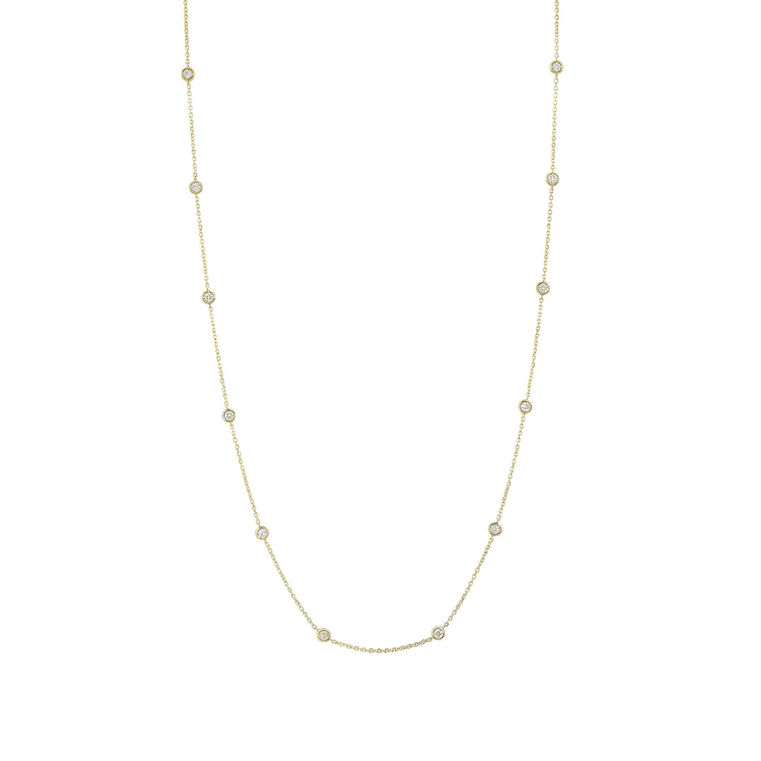 Ripples 18ct Yellow Gold Opera Style Necklace With Brilliant Cut Diamonds