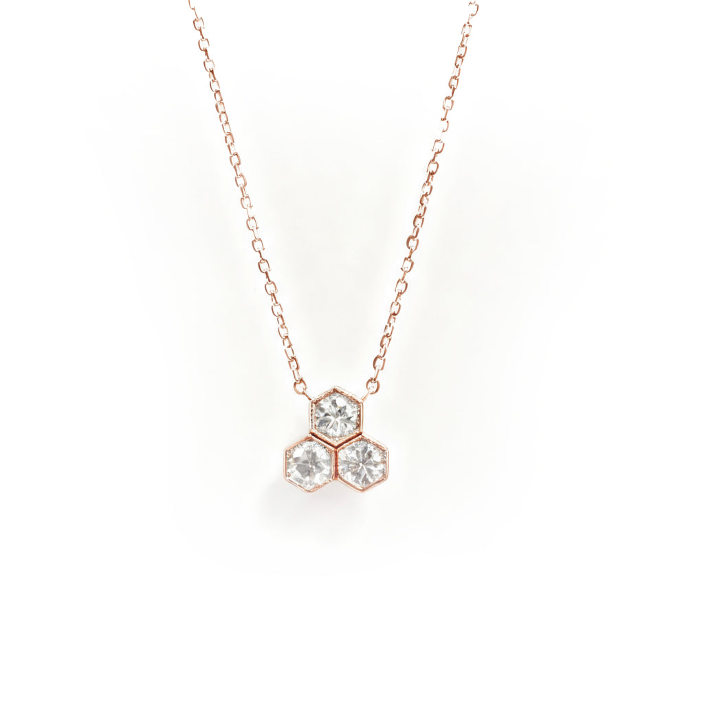 BeeMine 18ct Rose Gold Diamond Trio Pendant