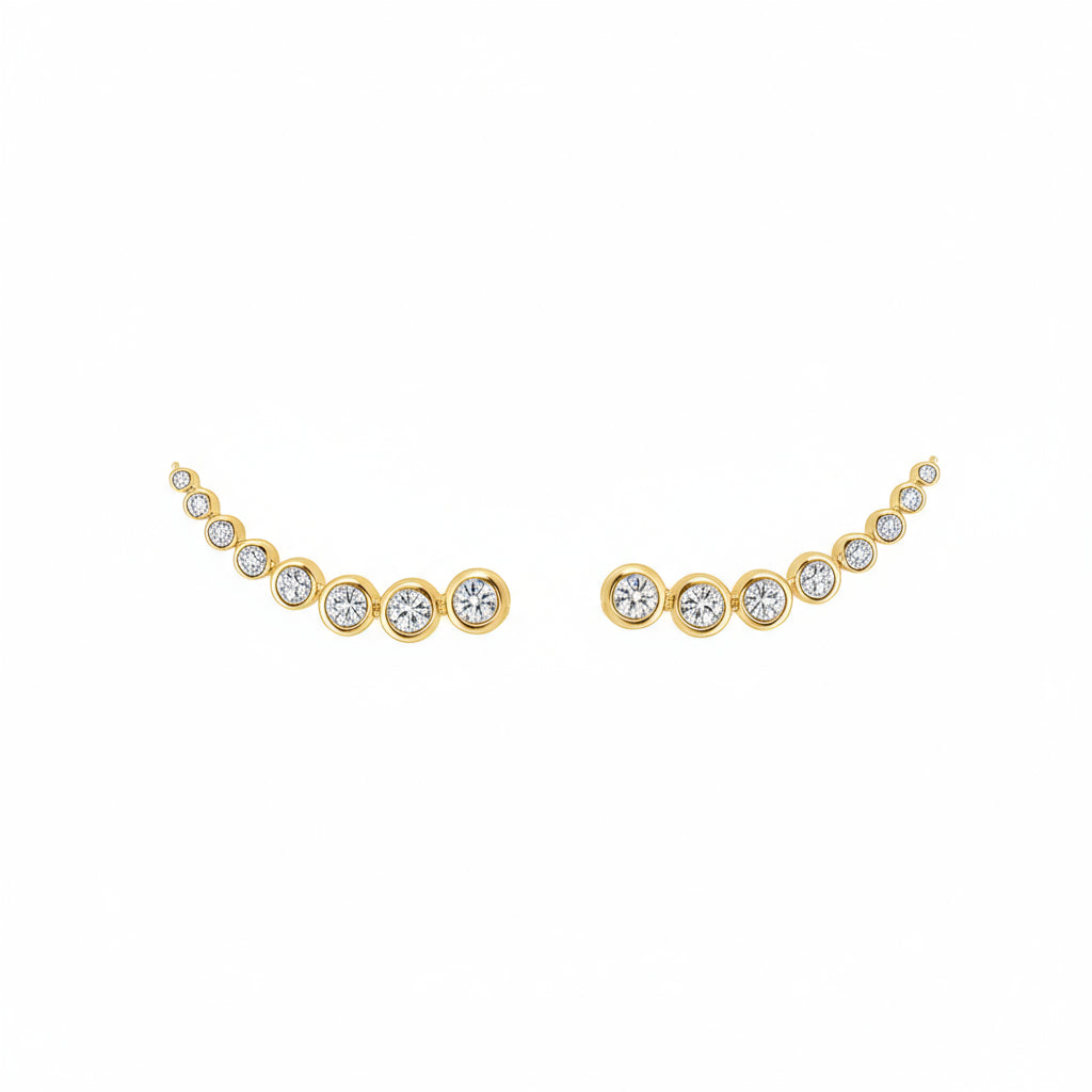 Ripples 18ct Yellow Gold Diamond Cuff Earrings