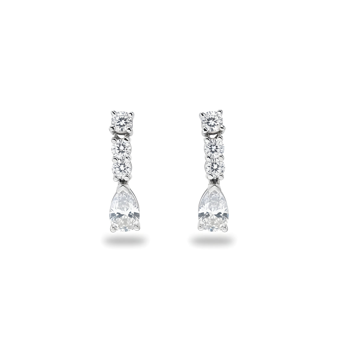 Perfect Pear Platinum Earrings Set With Pear And Brilliant Cut Diamonds