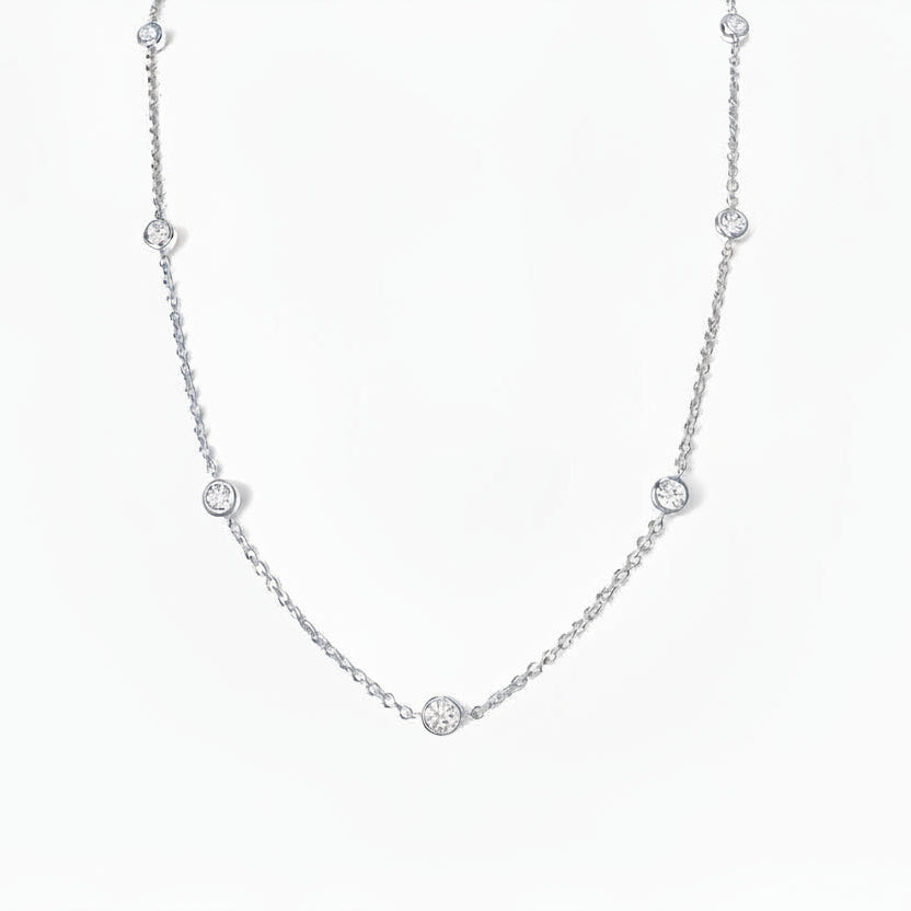 Ripples 18ct White Gold Necklace With Brilliant Cut Diamonds