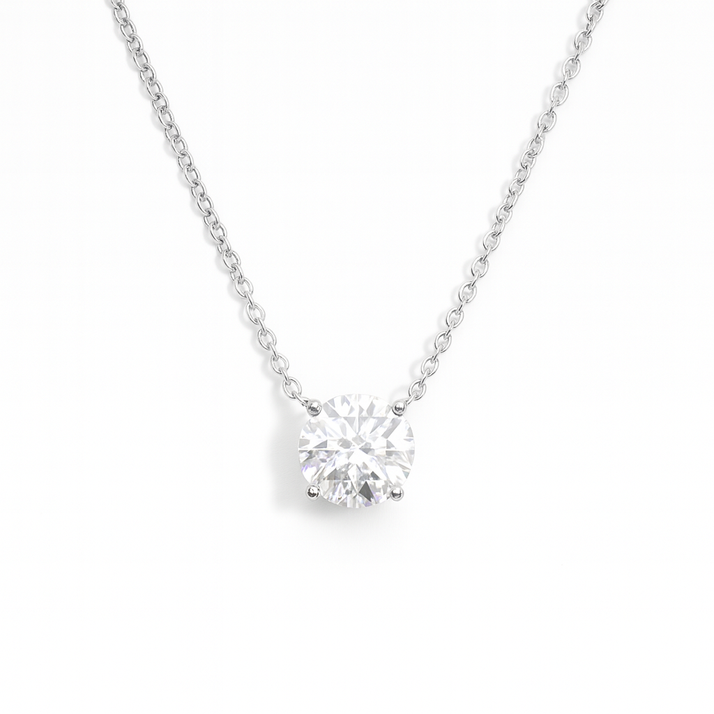 Timeless Classic Single Diamond Pendant Platinum Necklace
