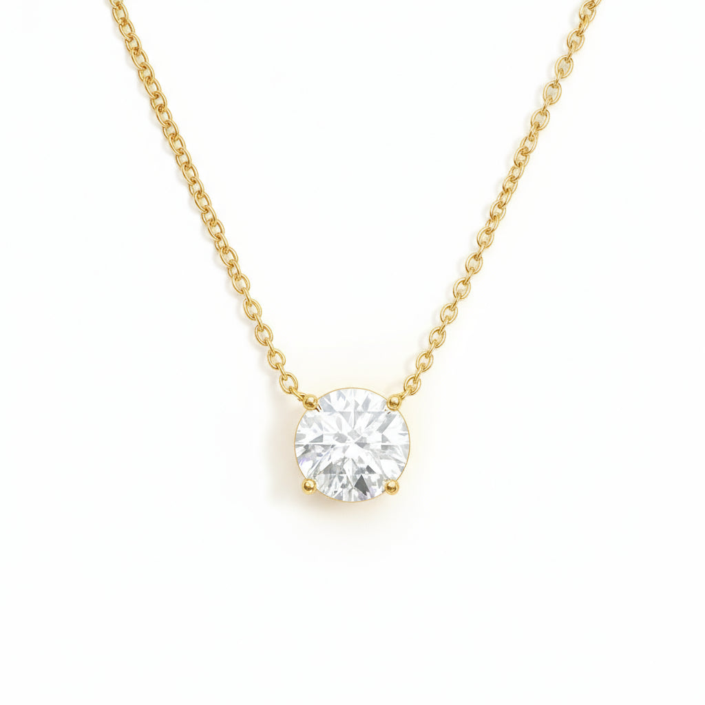 Timeless Classic Single Diamond Pendant 18ct Yellow Gold Necklace