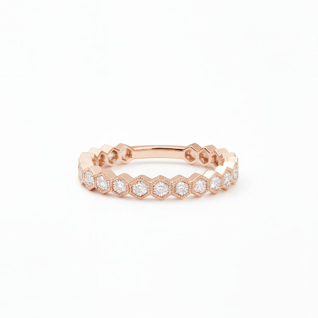 BeeMine 18ct Rose Gold Diamond Stacking Ring