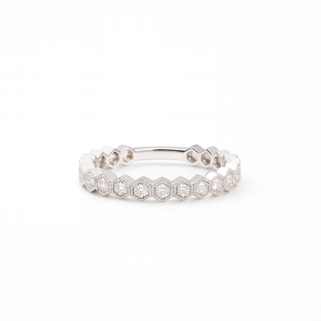 BeeMine 18ct White Gold Diamond Stacking Ring