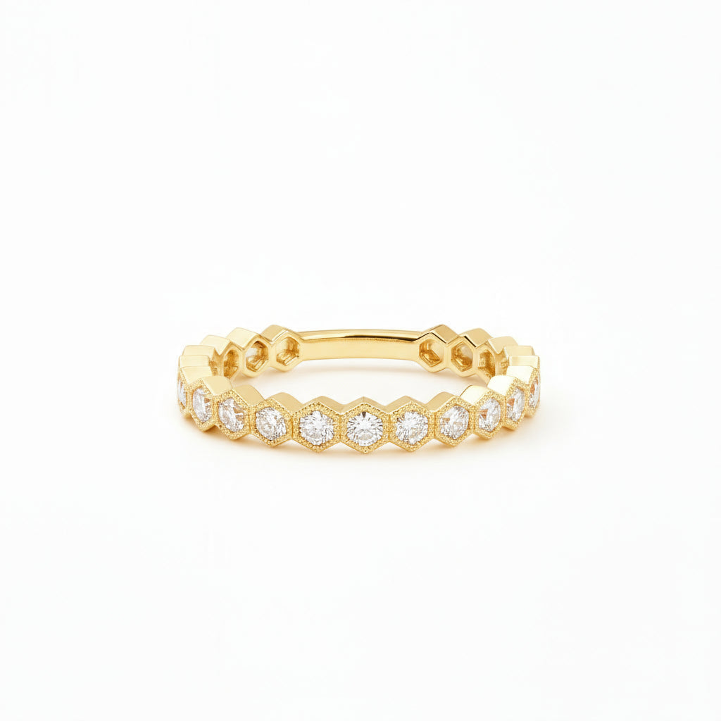 BeeMine 18ct Yellow Gold Diamond Stacking Ring