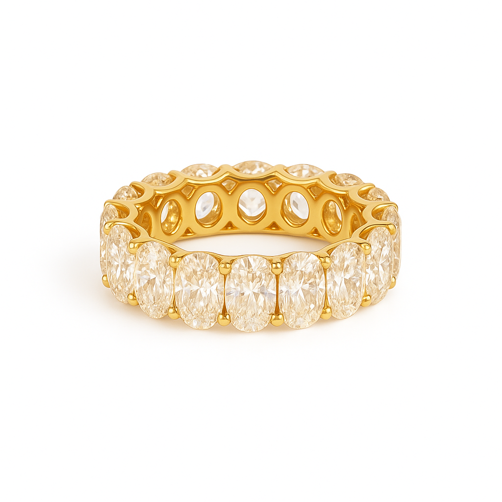 Timeless Classic Full Hoop Oval Shaped Diamond 18ct Yellow Gold Ring