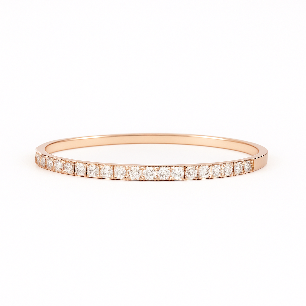 Timeless Classic 1.60ct Diamond Rose Gold Bangle