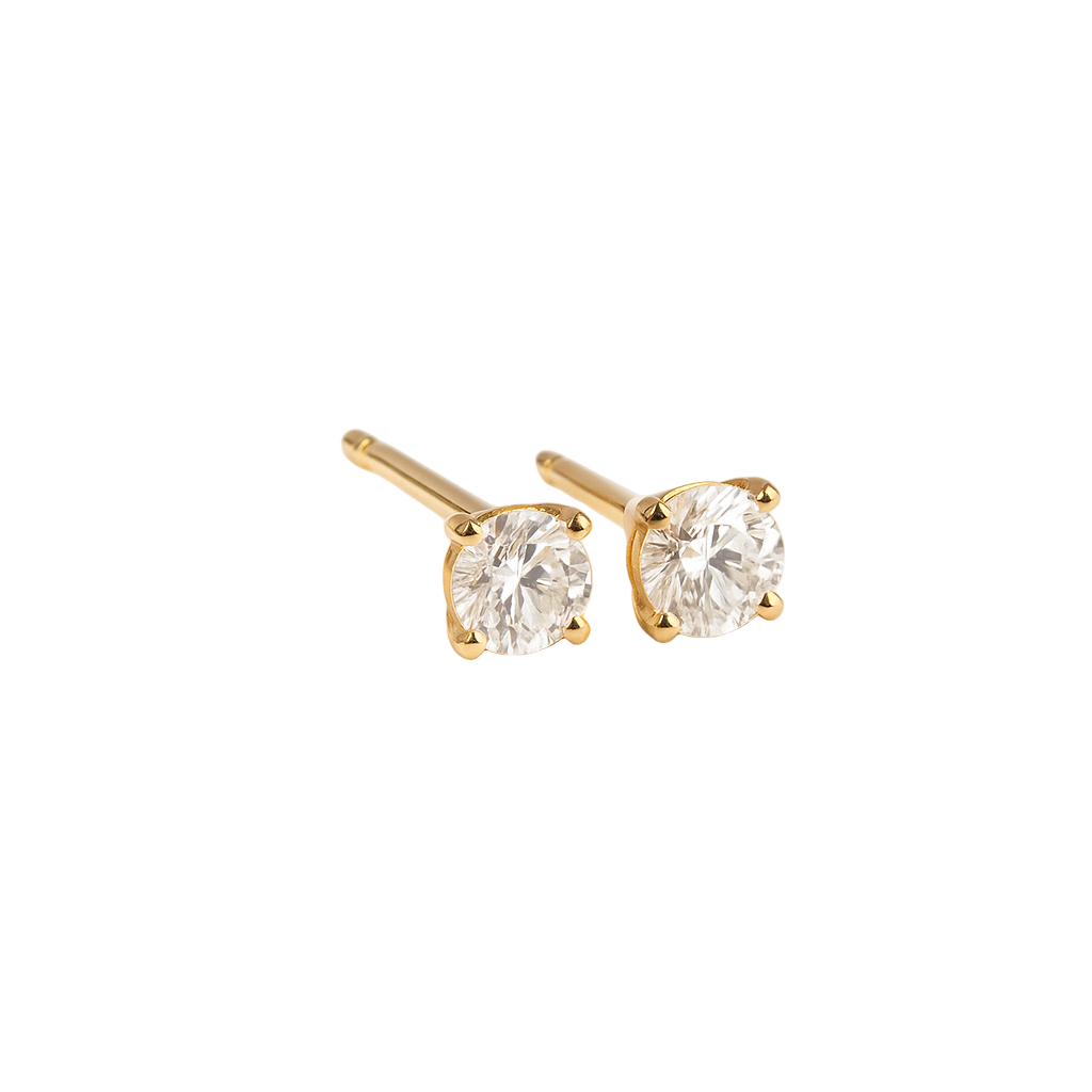 Timeless Classic 18ct Yellow Gold 4 Claw Brilliant Cut Diamond Earrings