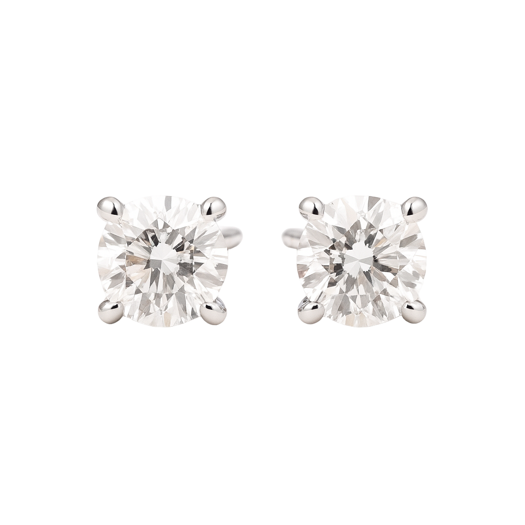 Timeless Classic Platinum 4 Claw Brilliant Cut Diamond Earrings