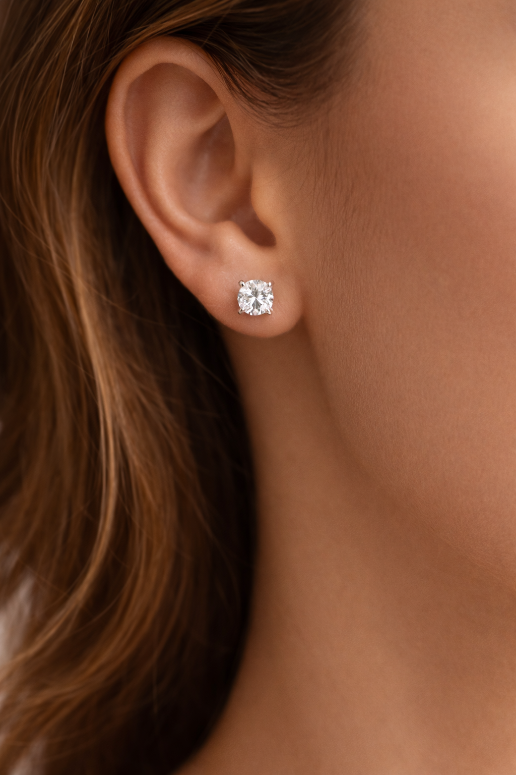 Timeless Classic Platinum 4 Claw Brilliant Cut Diamond Earrings