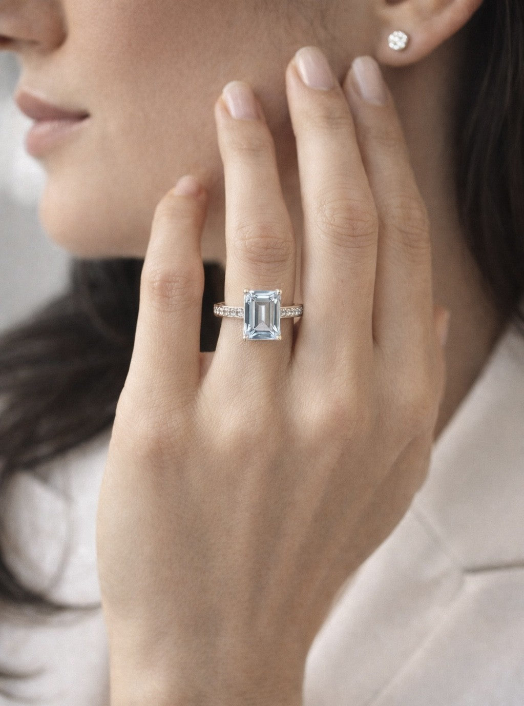 Emerald Cut Aquamarine Ring