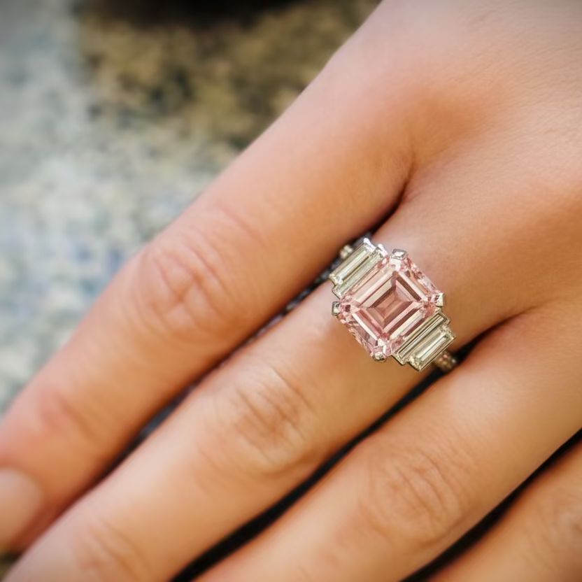 Emerald Cut Morganite Ring
