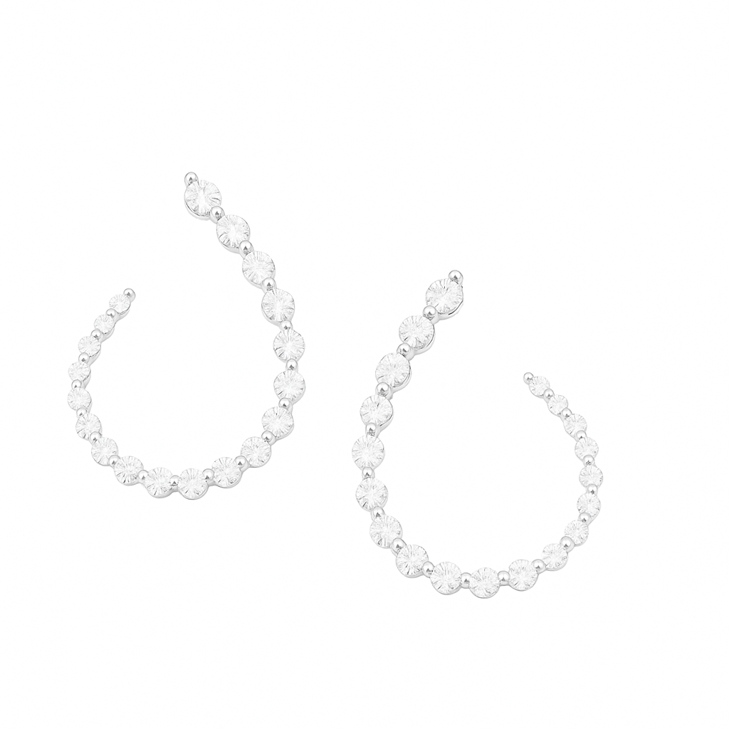 Front Face Oval 18ct White Gold Hoop Brilliant Diamond Earrings