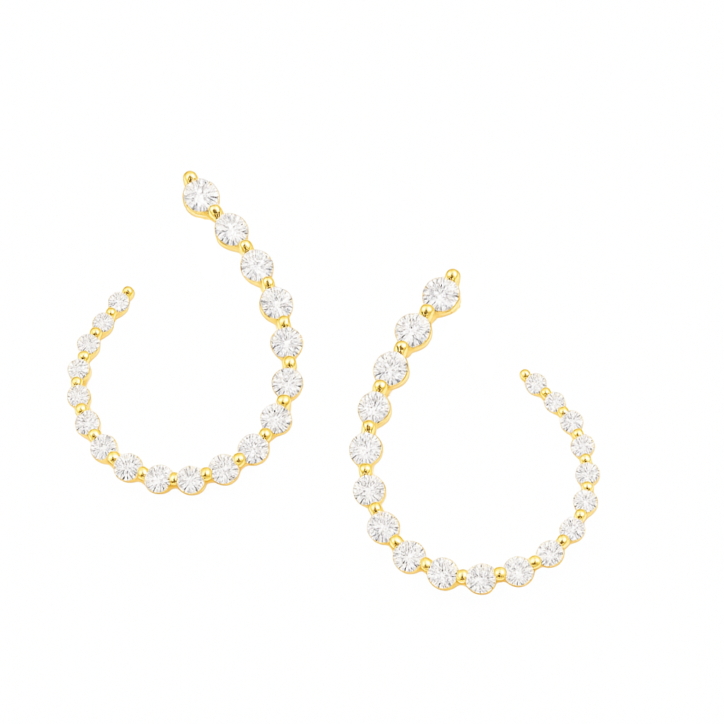 Front Face Oval Hoop Brilliant Diamond 18ct Yellow Gold Earrings