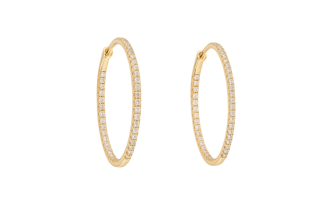 Hoop Diamond 18ct Yellow Gold Earrings