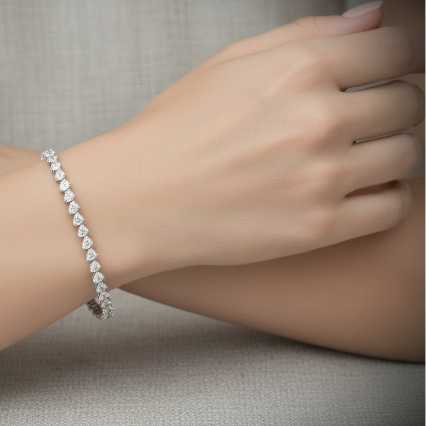 Perfect Pear Platinum Bracelet With Pear And Brilliant Cut Diamonds