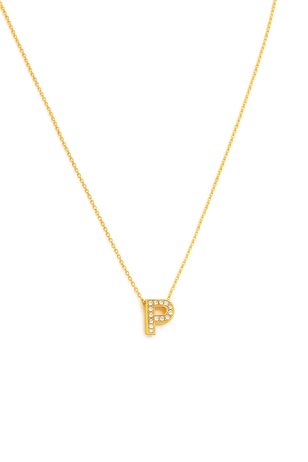 Initial Pendant 18ct Yellow Gold Necklace Set With Brilliant Diamonds