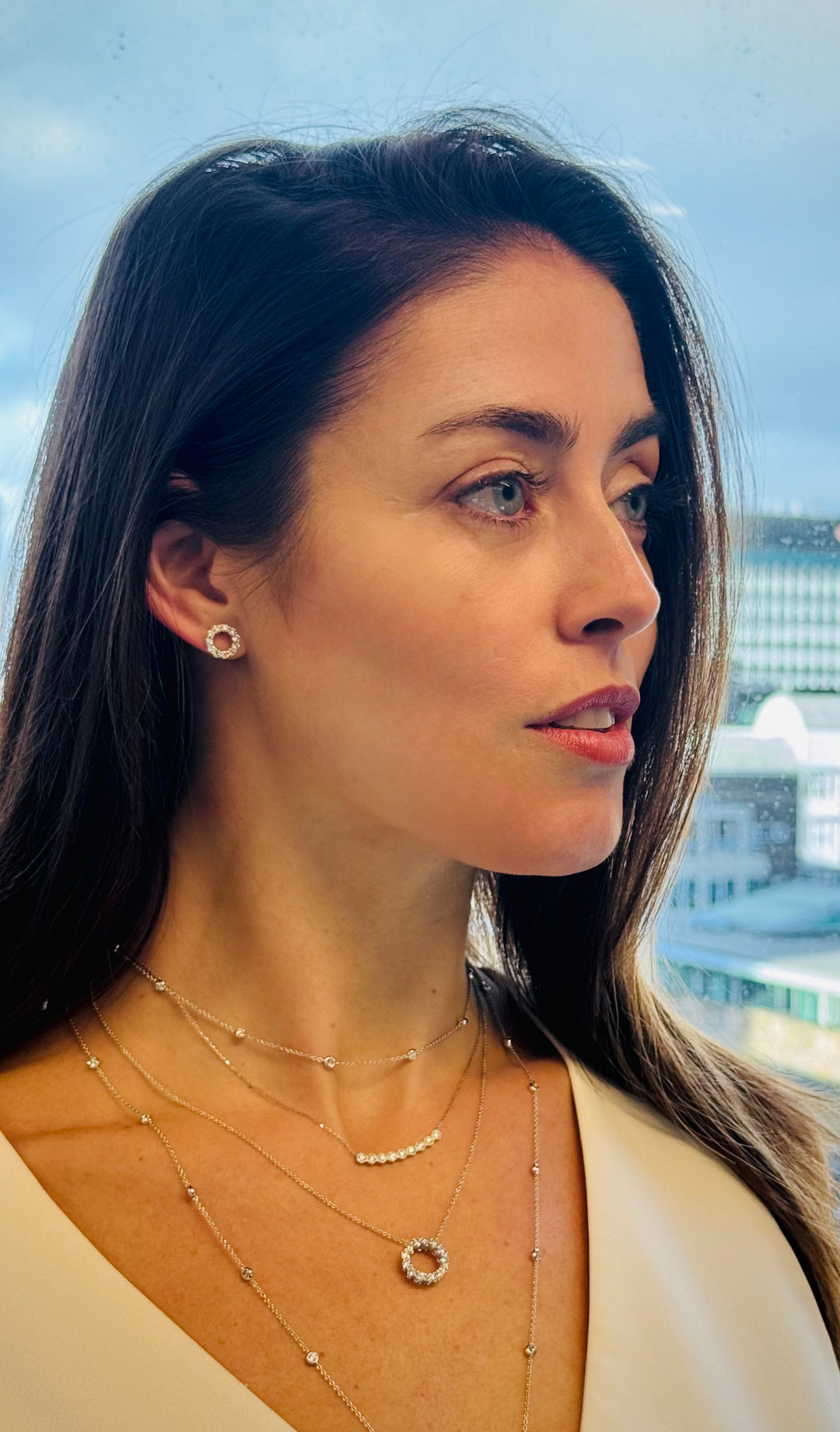 Infinity Stud 1.00ct Diamond Earrings 18ct White Gold