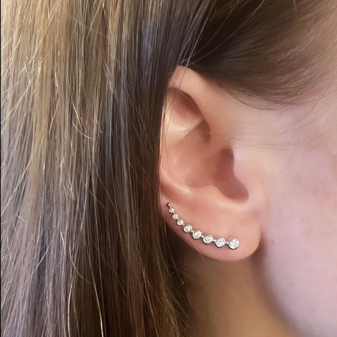 Ripples Platinum Diamond Cuff Earrings