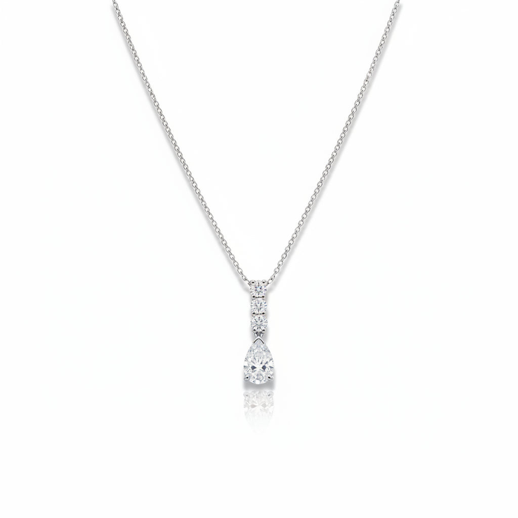 Perfect Pear Drop Pendant Set With a Single Pear and Brilliant Cut Diamonds