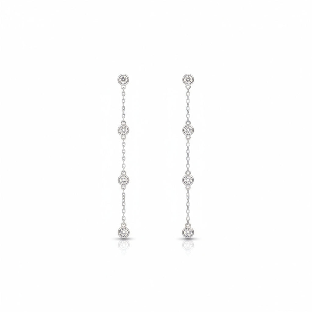Ripples Drop Diamond Earrings 18ct White Gold