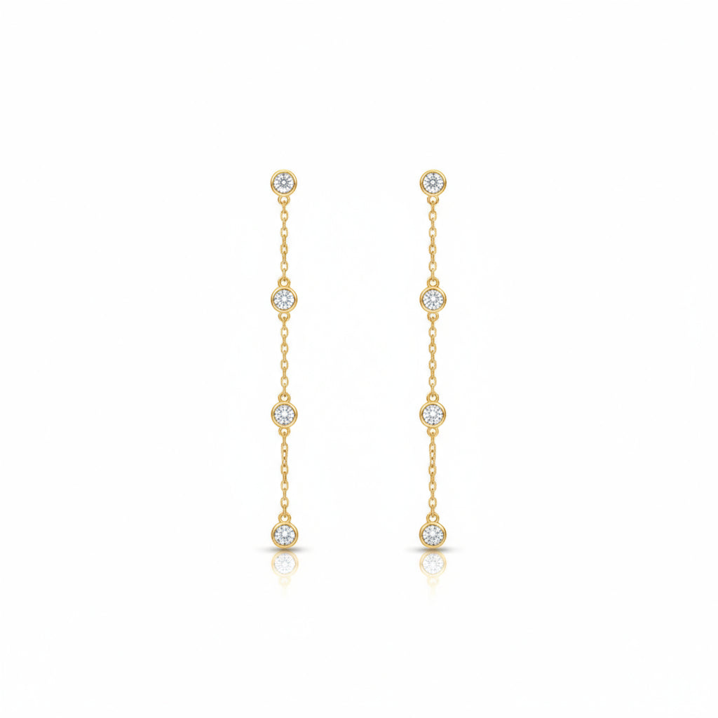 Ripples Drop Diamond Earrings 18ct Yellow Gold