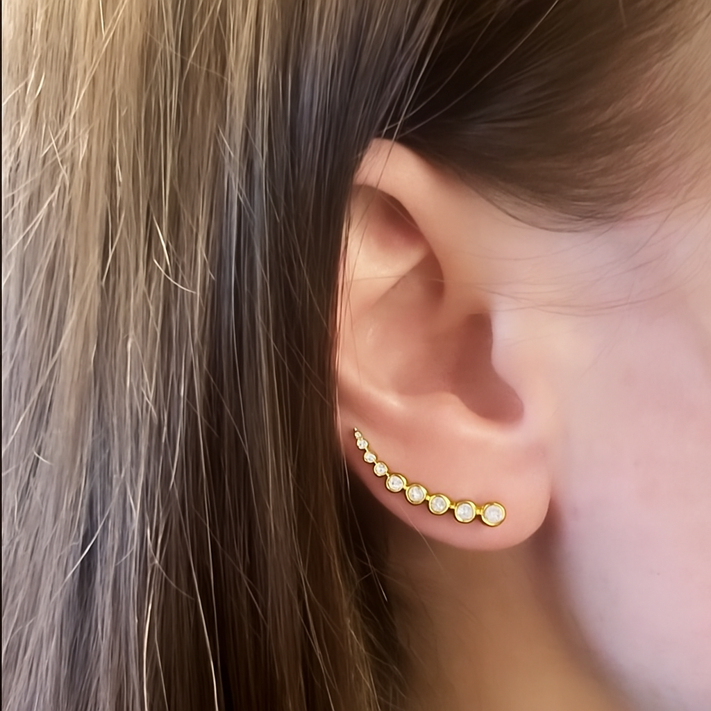 Ripples 18ct Yellow Gold Diamond Cuff Earrings