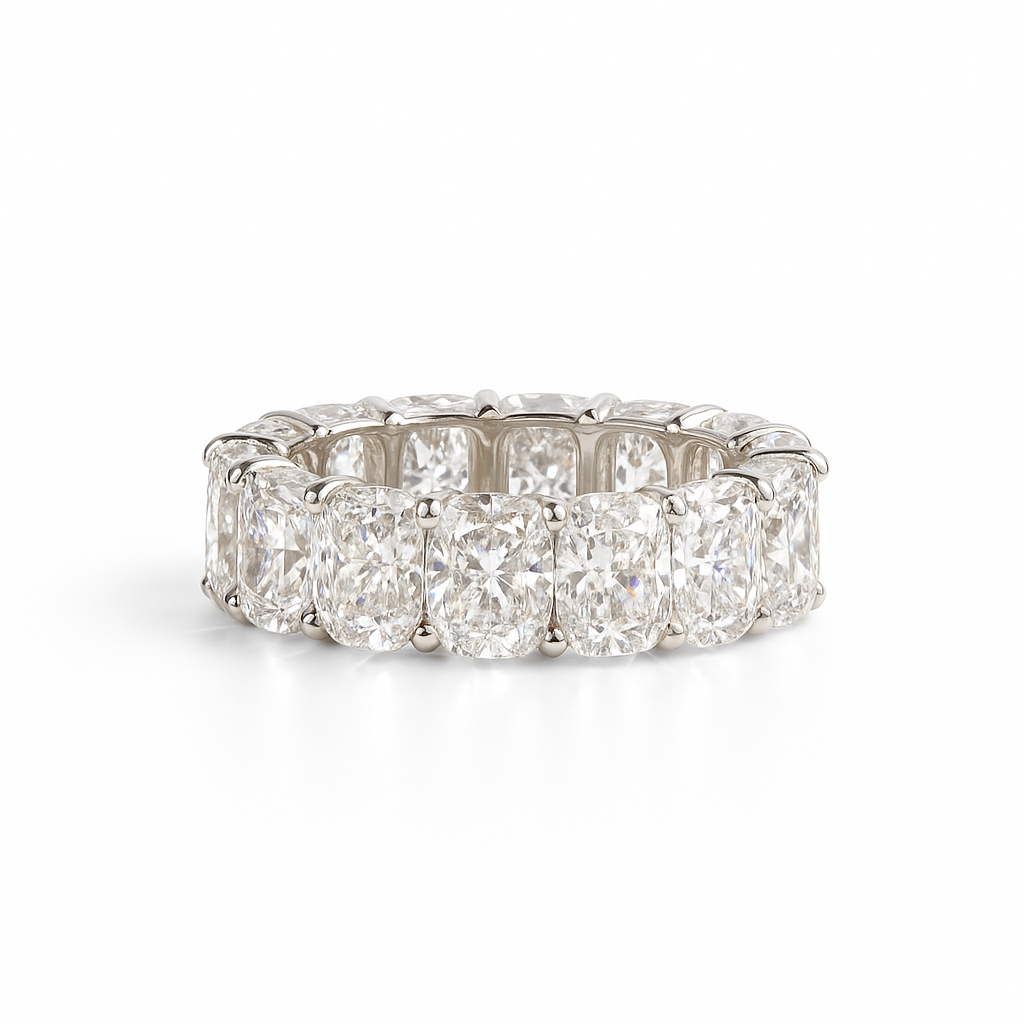 Timeless Classic Full Hoop Oval Shaped Diamond Platinum Ring