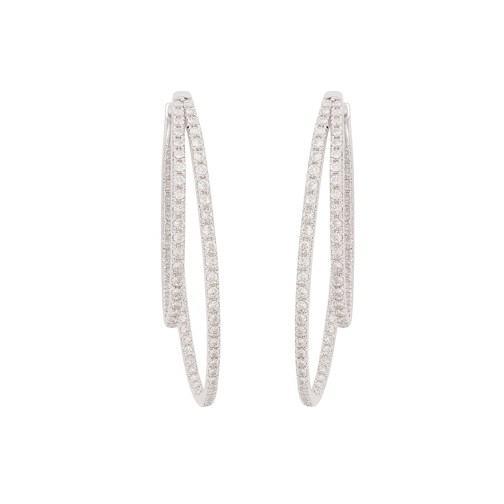 Double Hoop Brilliant Diamond 18ct White Gold Earrings