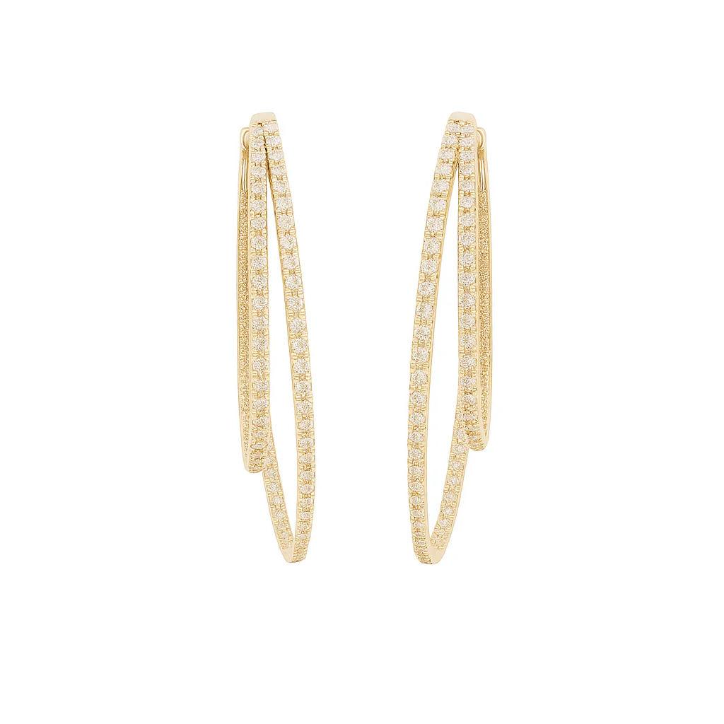 Double Hoop Brilliant Diamond 18ct Yellow Gold Earrings