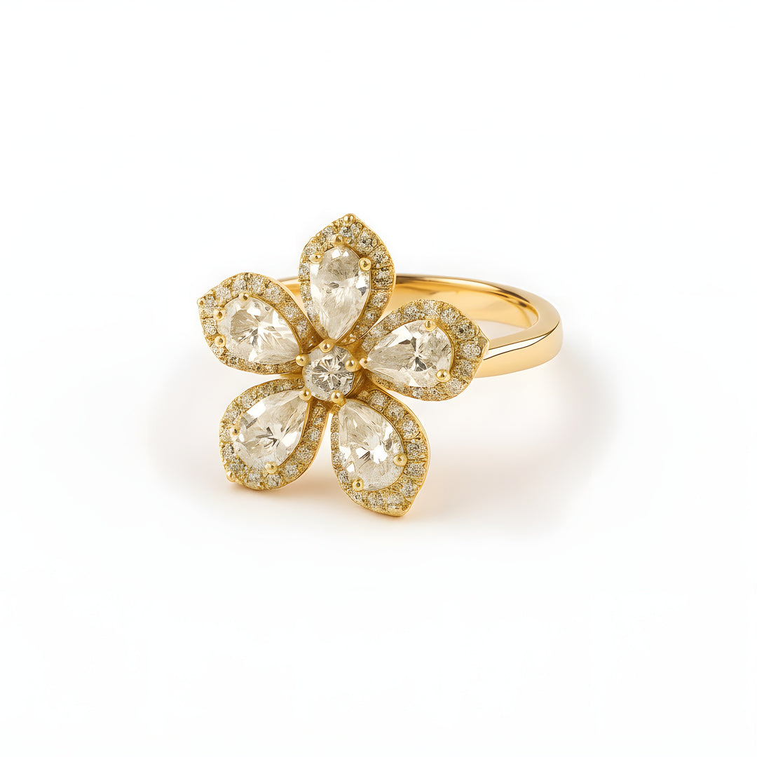 Bloom 18ct Yellow Gold Floral Diamond Cocktail Ring
