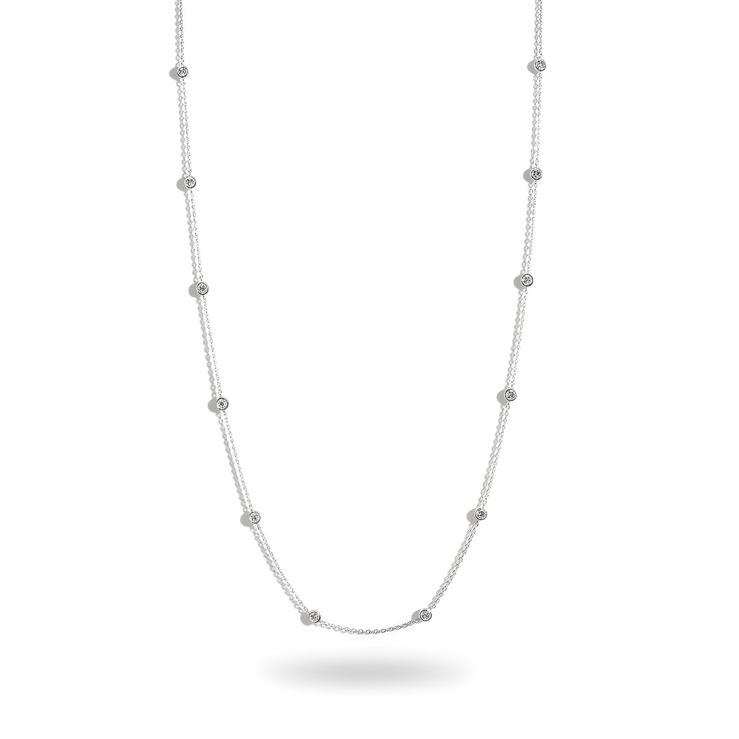 Ripples 18ct White Gold Opera Style Necklace With Brilliant Cut Diamonds