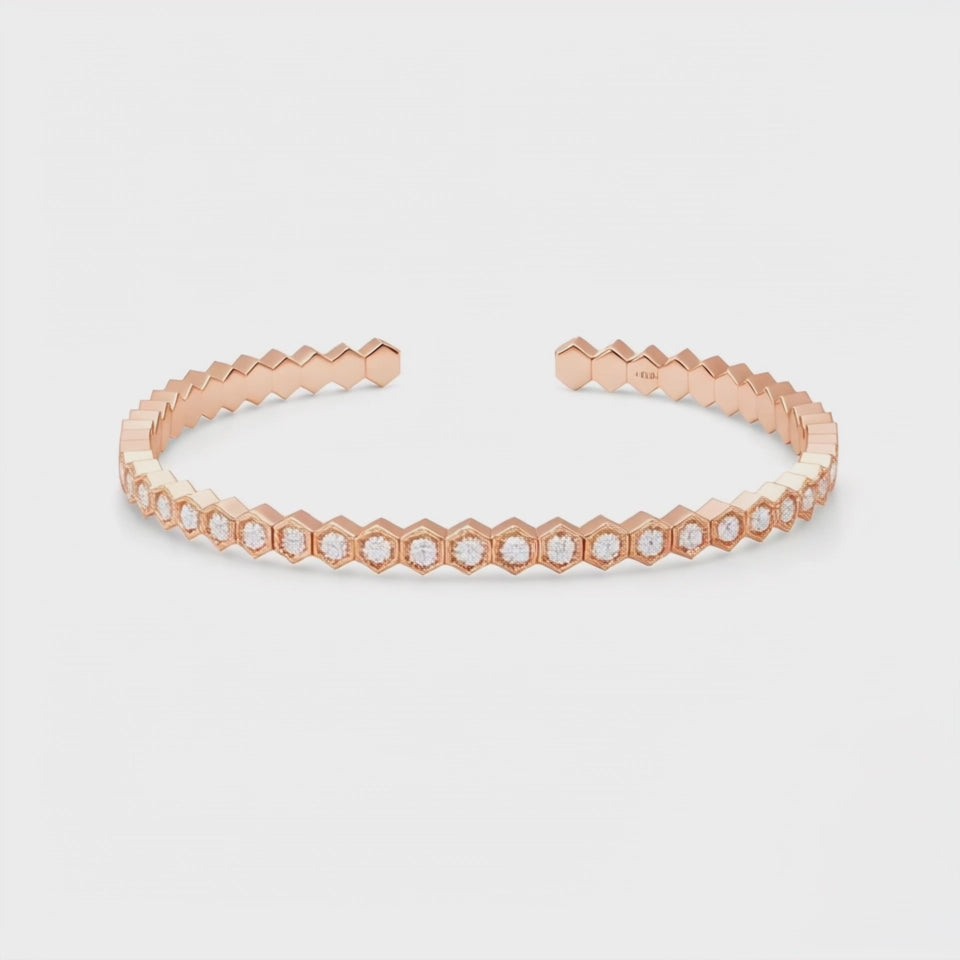 BeeMine 18ct Rose Gold Diamond Bangle