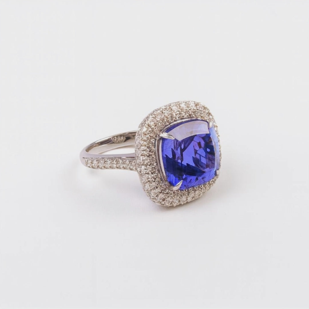 Cushion Cut Tanzanite Ring