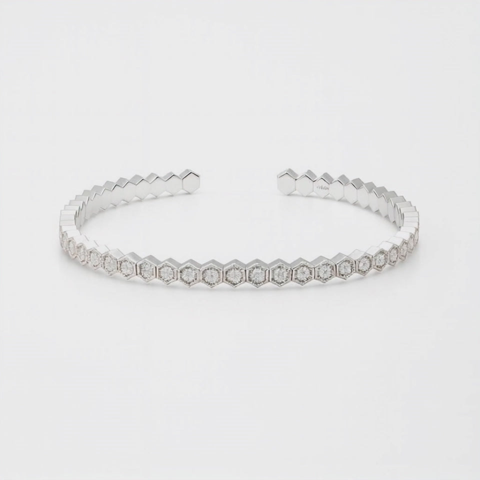 BeeMine 18ct White Gold Diamond Bangle