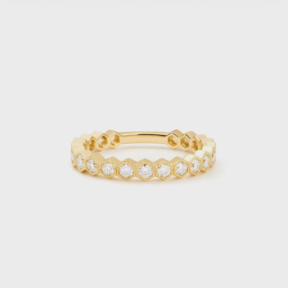 BeeMine 18ct Yellow Gold Diamond Stacking Ring