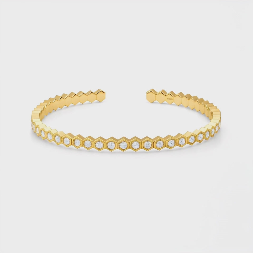 BeeMine 18ct Yellow Gold Diamond Bangle