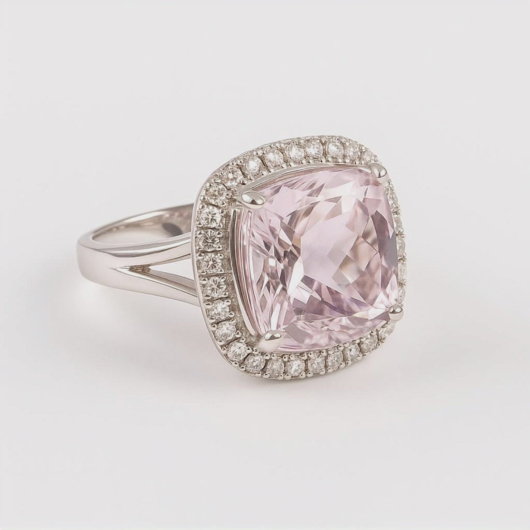 Cushion Cut Morganite Ring