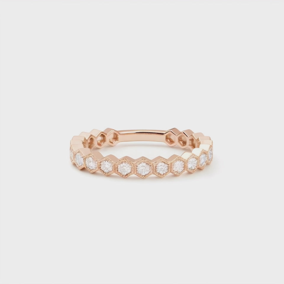 BeeMine 18ct Rose Gold Diamond Stacking Ring