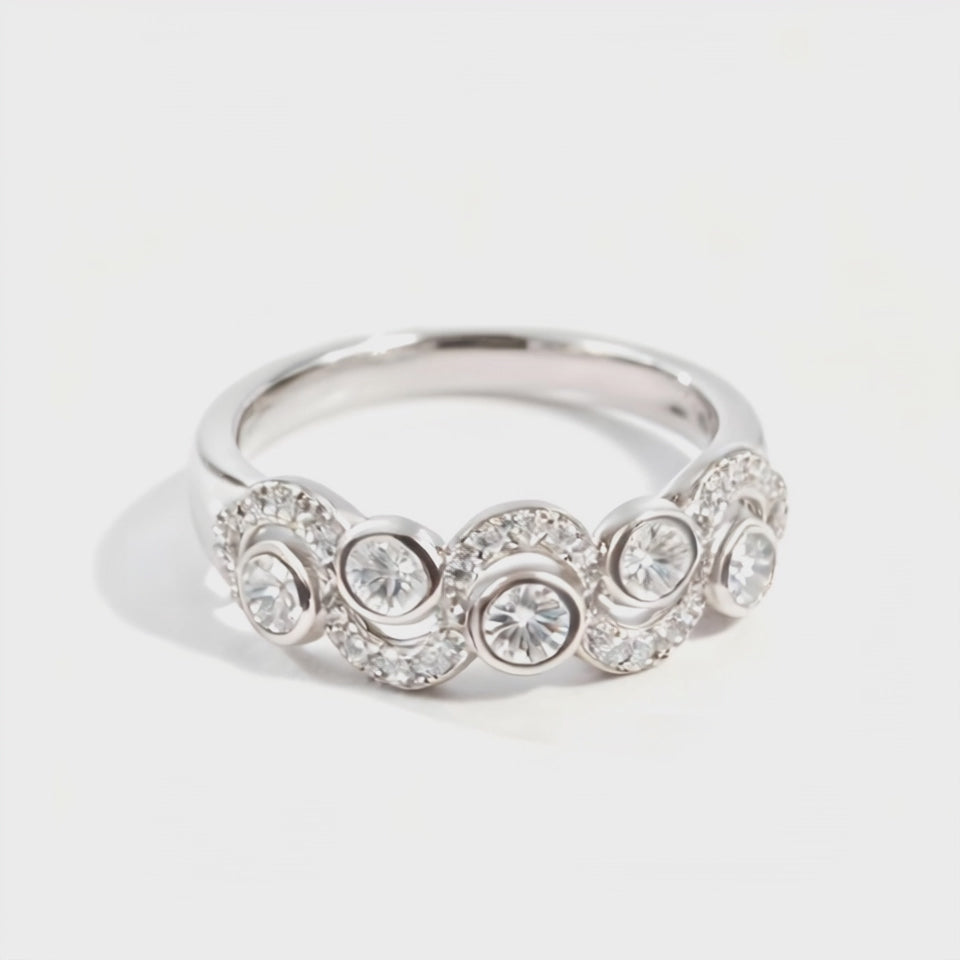 Ripples Platinum Brilliant Cut Diamond Ring