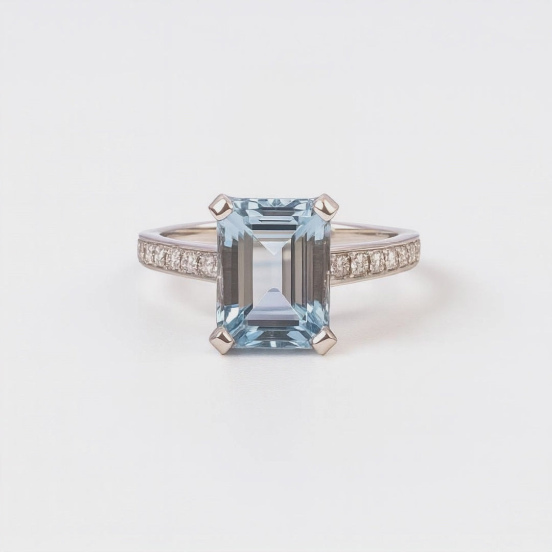 Emerald Cut Aquamarine Ring