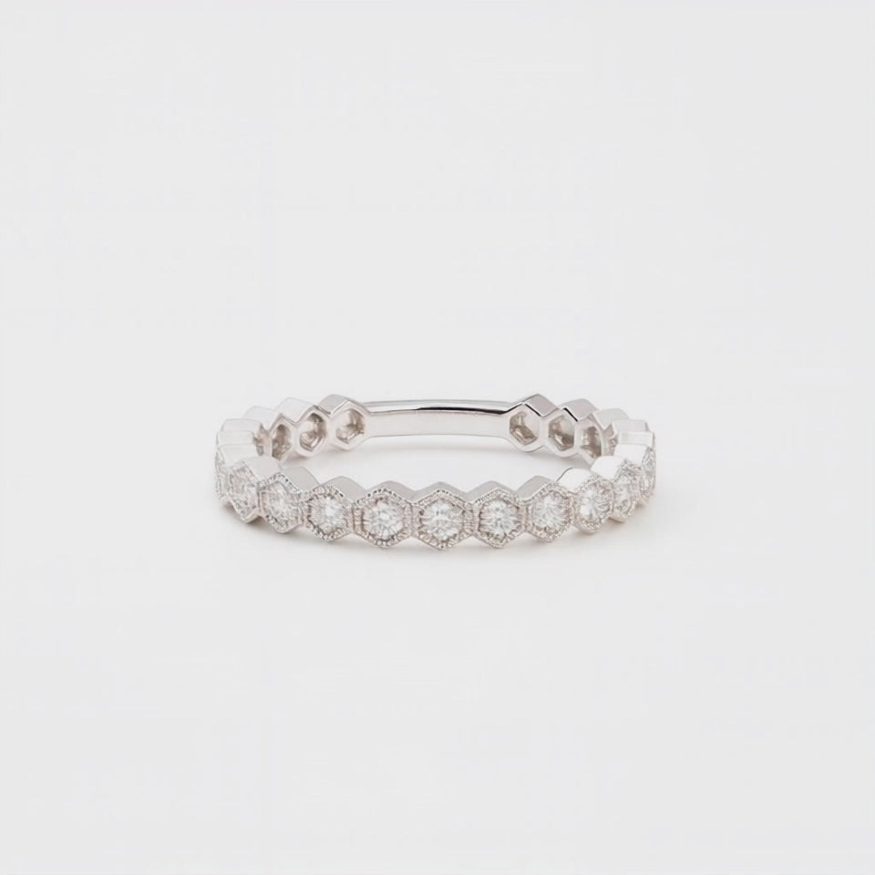 BeeMine 18ct White Gold Diamond Stacking Ring