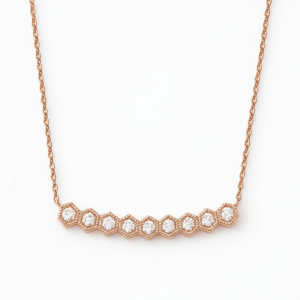 BeeMine 18ct Rose Gold Diamond Landscape Pendant